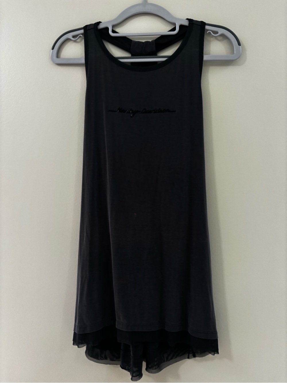 Harley-Davidson Black Women’s Sleeveless Tank with Layered Hem